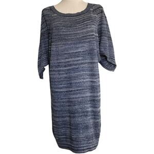 BCBGMAXAZRIA Women's Small Blue White Blouse Striped Knit Batwing